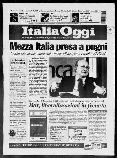 Italia oggi : quotidiano di economia finanza e politica